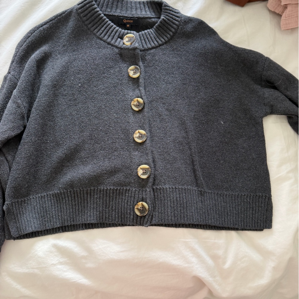 Quince Gray Button-Up Sweater